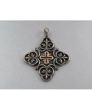 JAMES AVERY QUATREFOIL SCROLLED CROSS PENDANT, 925/14K. RETIRED! (20004690)